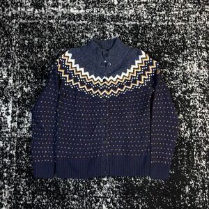 FJALL RAVEN Women's Ovik Knit Blue Wool Cardigan Sweater Size L